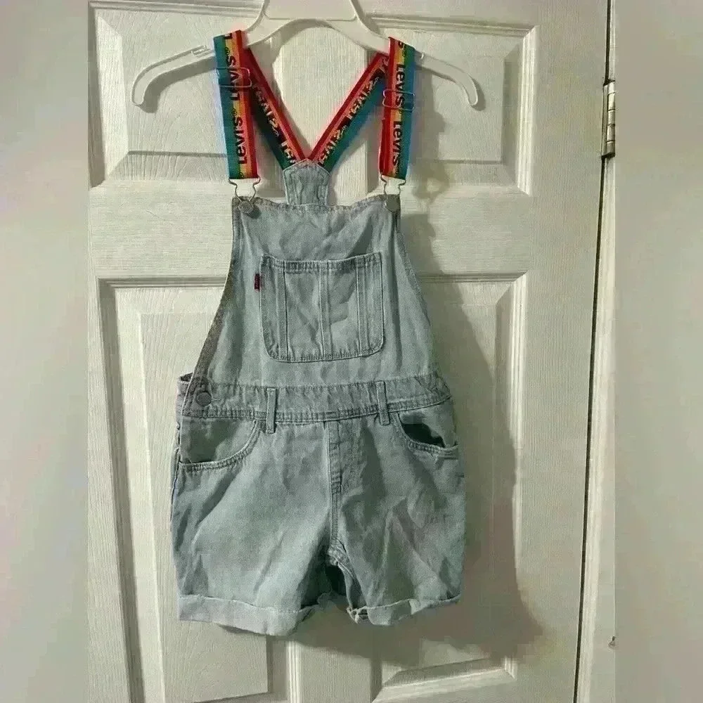 LEVIS Rainbow Shortall Girls shorts overalls- Size 12 Regular - B44